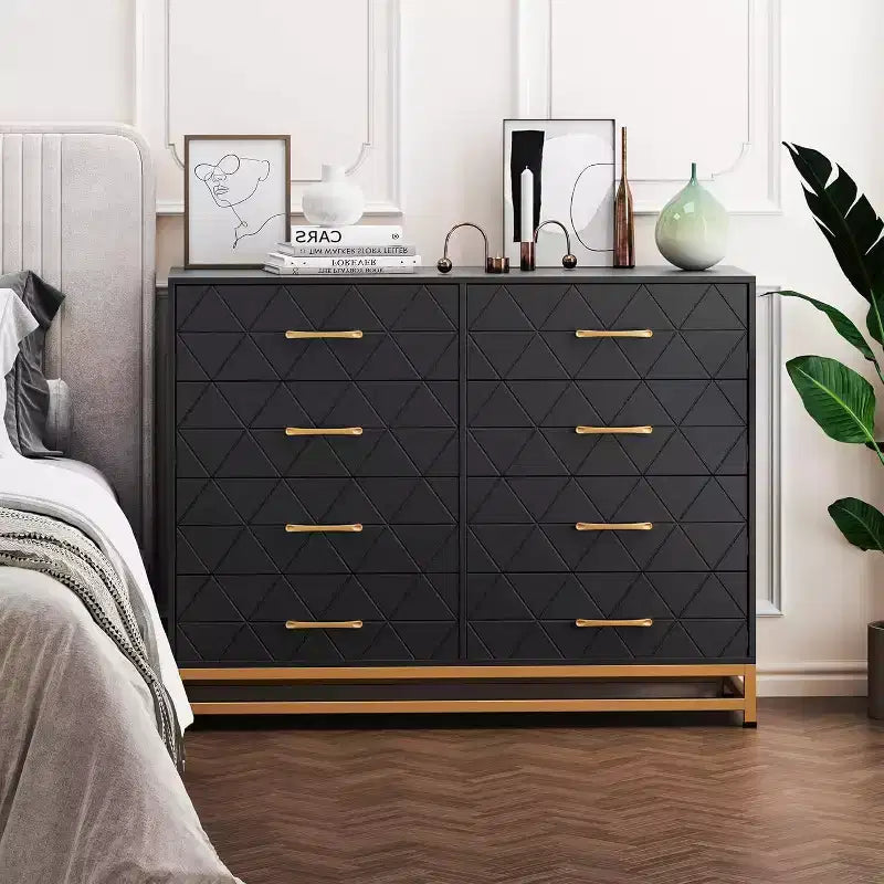 Modern Dresser for Bedroom with 8 Drawer, TV Stand Dressers Chest of Drawers for Living Room Hallway Entryway