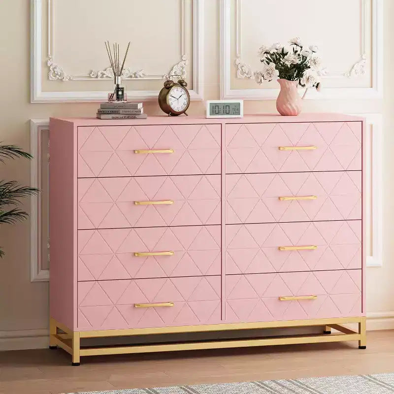 Modern Dresser for Bedroom with 8 Drawer, TV Stand Dressers Chest of Drawers for Living Room Hallway Entryway