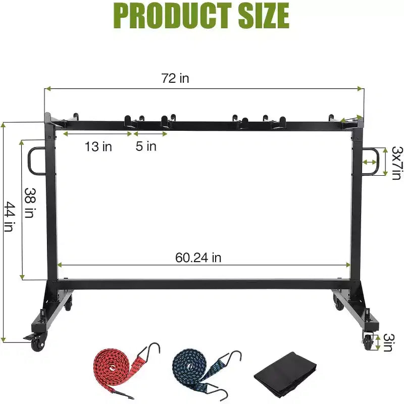 Acekool Folding Chair Rack Cart with Adjustable Height, PVC Locking Wheels, Cover Included, Heavy Duty Metal Frame, Holds up to 42 Chairs