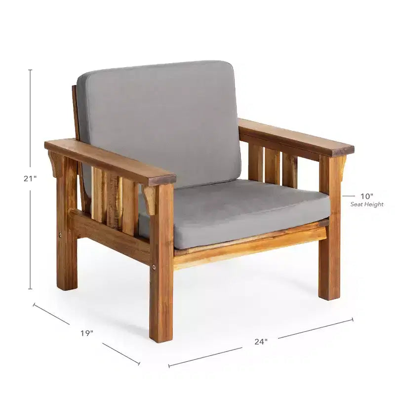 Martha Stewart Kids Outdoor Chair: Acacia Wood Chair for Kids w/ Cushions, 10in Seat Height, for Backyard, Patio, Porch, Outdoor Learning & Play Areas