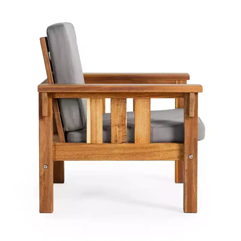 Martha Stewart Kids Outdoor Chair: Acacia Wood Chair for Kids w/ Cushions, 10in Seat Height, for Backyard, Patio, Porch, Outdoor Learning & Play Areas