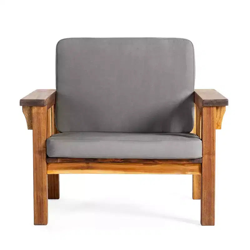 Martha Stewart Kids Outdoor Chair: Acacia Wood Chair for Kids w/ Cushions, 10in Seat Height, for Backyard, Patio, Porch, Outdoor Learning & Play Areas