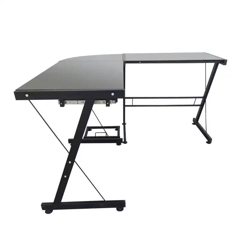 L-Shaped Durable Stalinite Splicing Computer Desk 402C Black