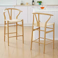MAYEERTY Natural Fully Assembled Wishbone Weave Bar Stool - Modern & Sturdy for Kitchen Island