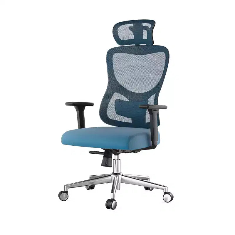 MAYEERTY Ergonomic Mesh Home Office Chair - With Headrest, Adjustable Lumbar Support & 3D Armrests (Blue)