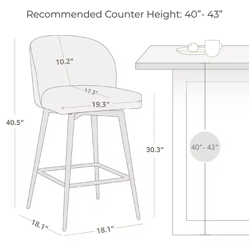 Spruce&Spring 30 Swivel Bar Height Bar Stool with Metal Legs
