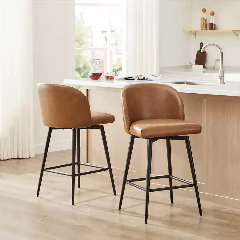 Spruce&Spring 30 Swivel Bar Height Bar Stool with Metal Legs