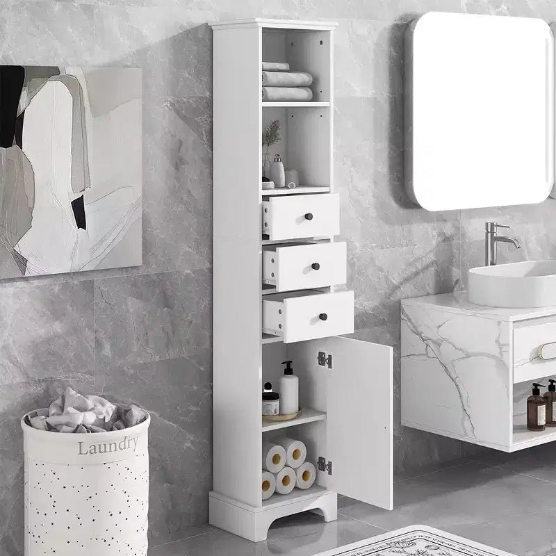 68.3 Tall Bathroom Cabinet, Freestanding Storage Cabinet, 3 Drawers and Adjustable Shelves, for Bathroom, Living Room
