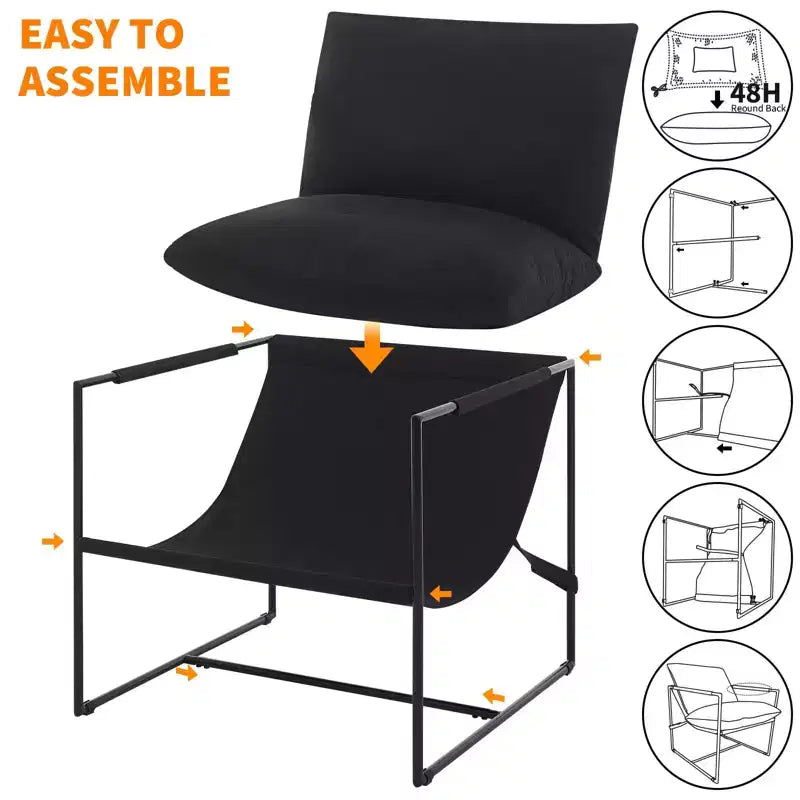 Accent Chair for Living Room,Modern Metal Framed Armchair, Upholstered Chairs with Shredded Foam Cushioning