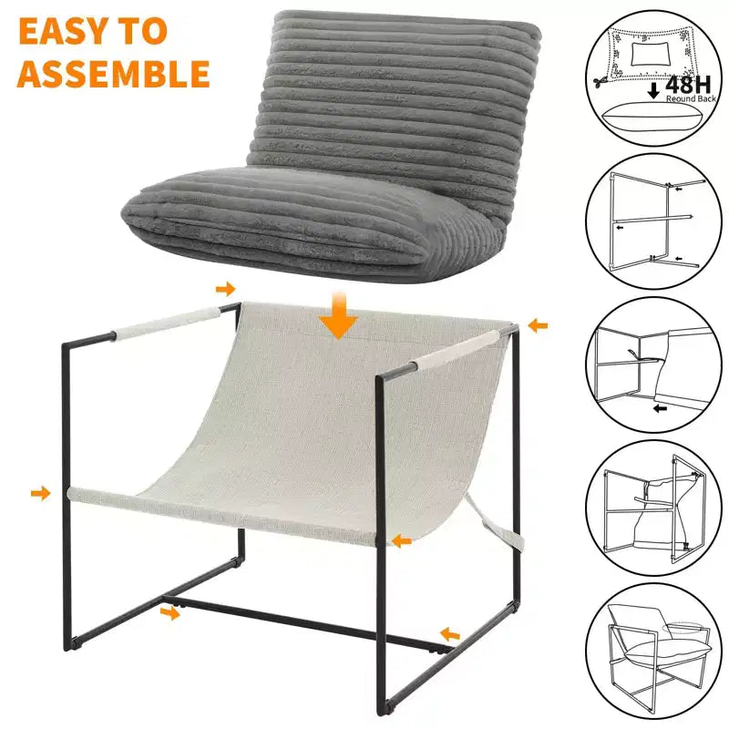 Accent Chair for Living Room,Modern Metal Framed Armchair, Upholstered Chairs with Shredded Foam Cushioning