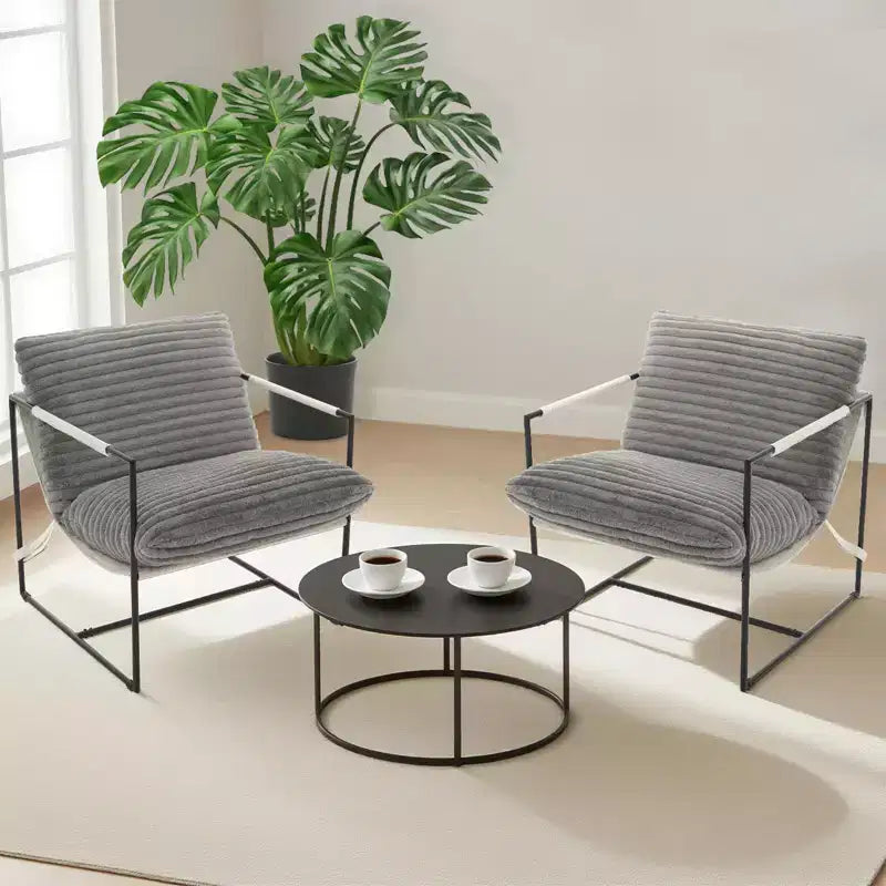 Accent Chair for Living Room,Modern Metal Framed Armchair, Upholstered Chairs with Shredded Foam Cushioning