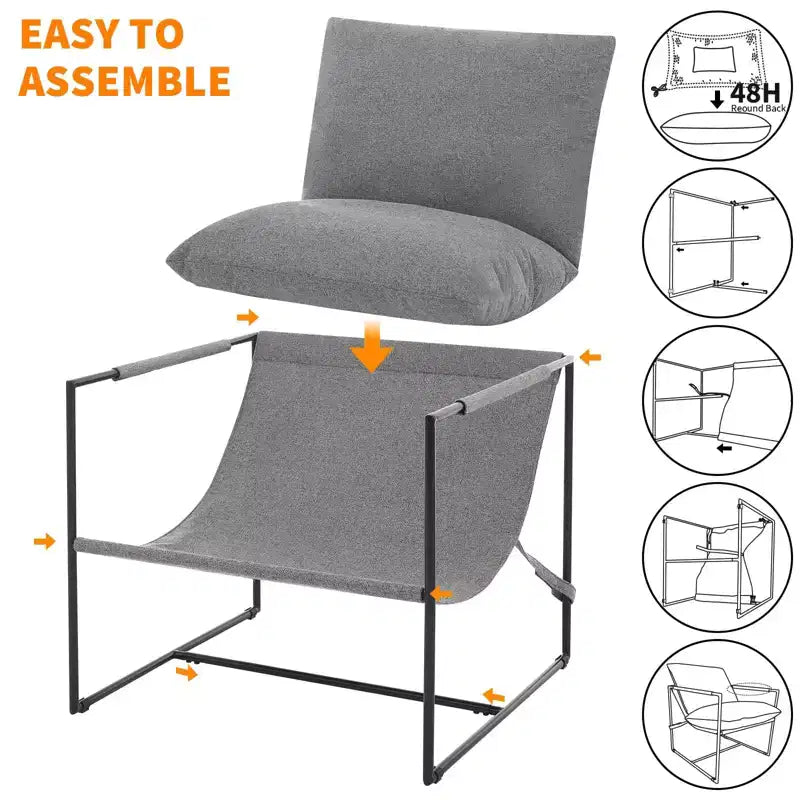 Accent Chair for Living Room,Modern Metal Framed Armchair, Upholstered Chairs with Shredded Foam Cushioning