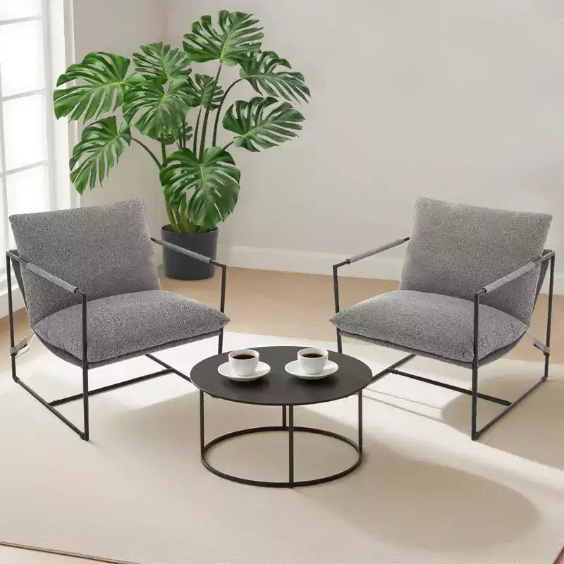 Accent Chair for Living Room,Modern Metal Framed Armchair, Upholstered Chairs with Shredded Foam Cushioning