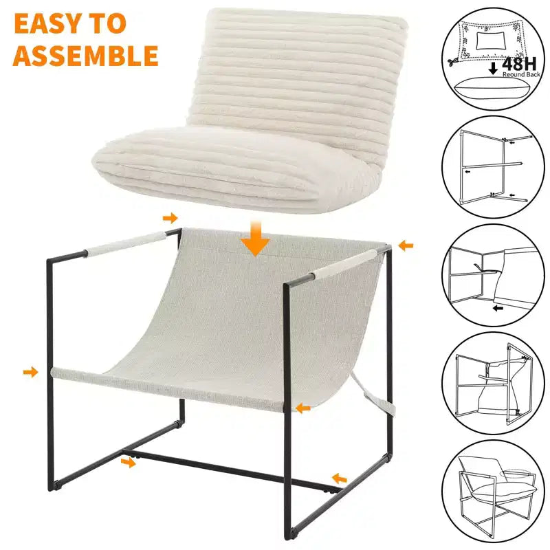 Accent Chair for Living Room,Modern Metal Framed Armchair, Upholstered Chairs with Shredded Foam Cushioning