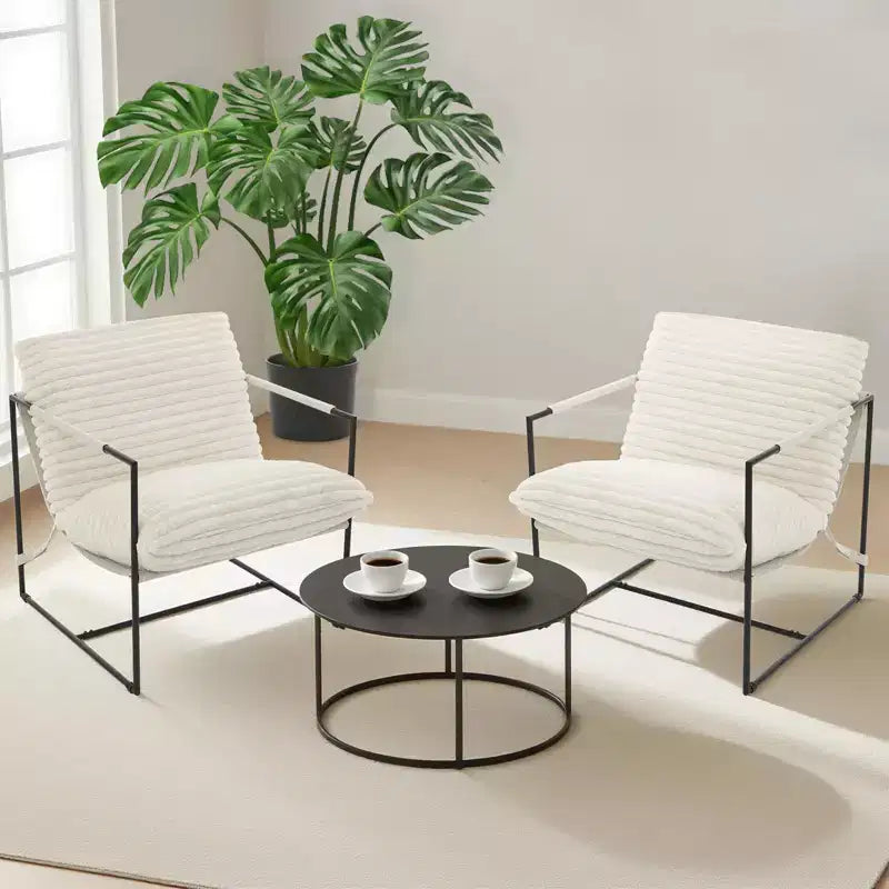 Accent Chair for Living Room,Modern Metal Framed Armchair, Upholstered Chairs with Shredded Foam Cushioning