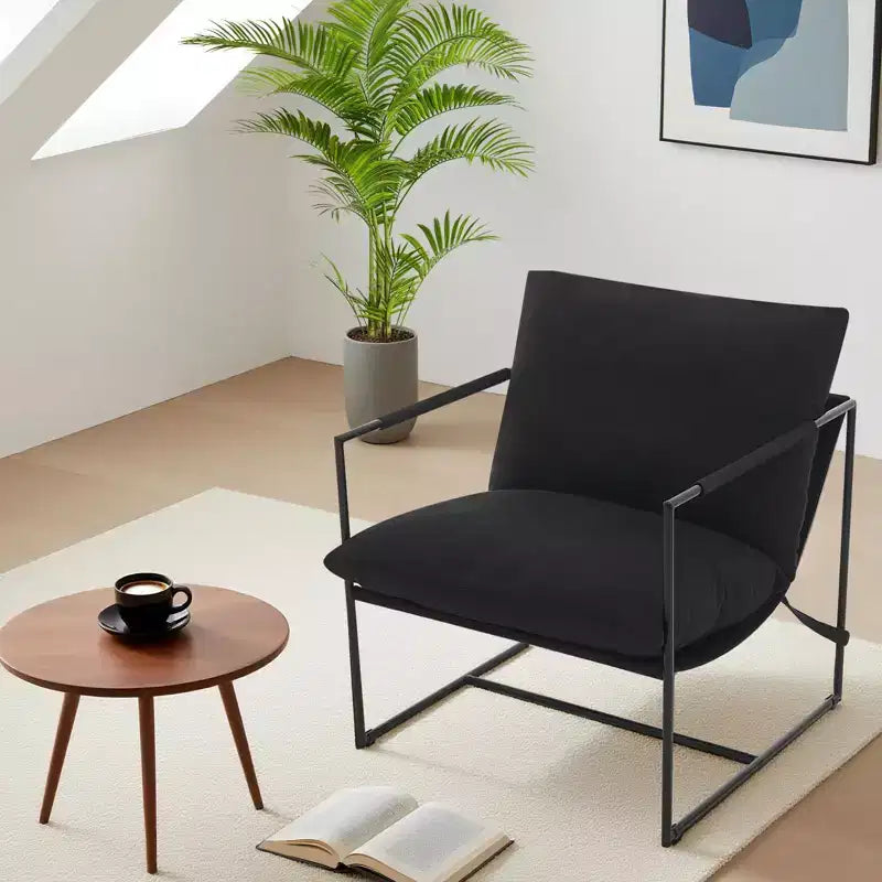 Accent Chair for Living Room,Modern Metal Framed Armchair, Upholstered Chairs with Shredded Foam Cushioning