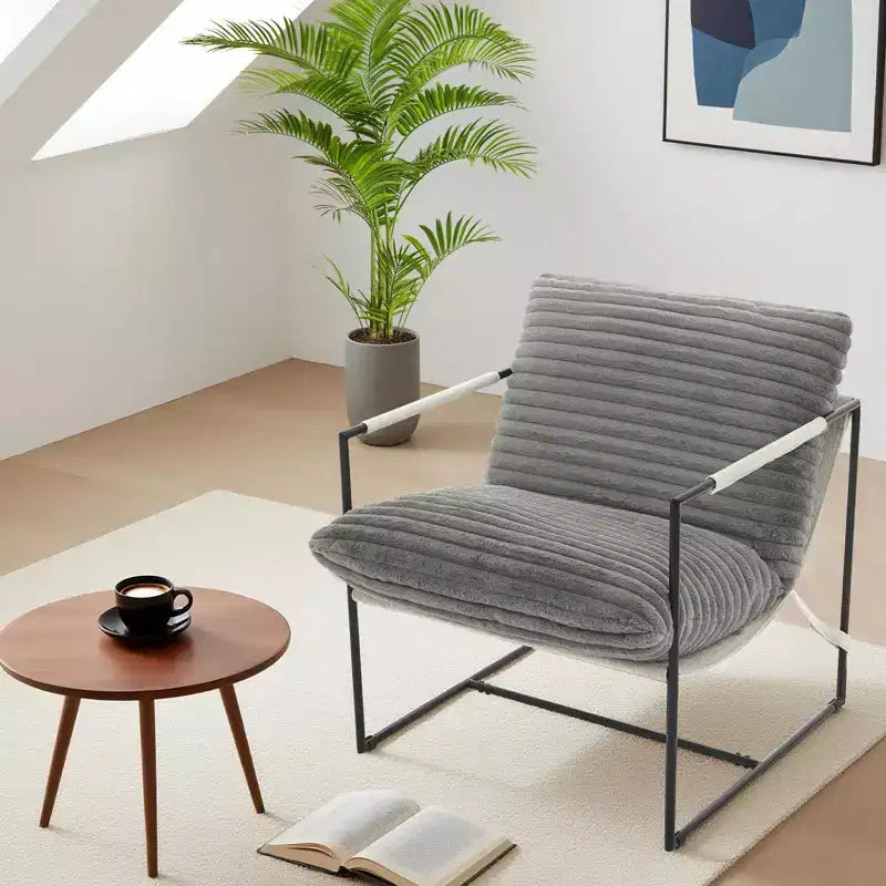 Accent Chair for Living Room,Modern Metal Framed Armchair, Upholstered Chairs with Shredded Foam Cushioning