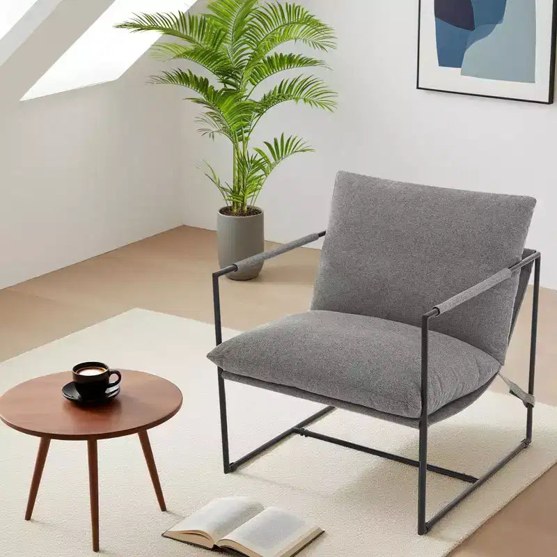 Accent Chair for Living Room,Modern Metal Framed Armchair, Upholstered Chairs with Shredded Foam Cushioning