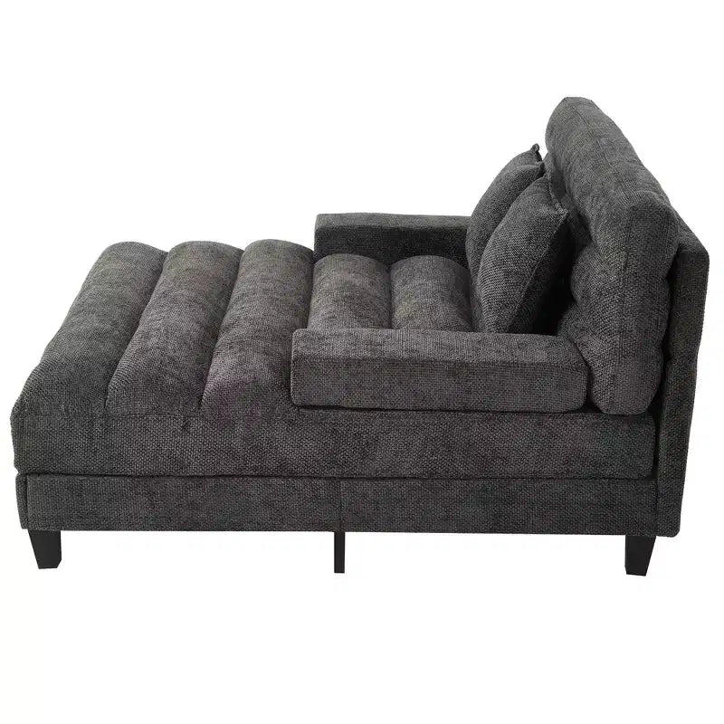 Okak Modern Comfy Chaise Lounge Sleeper Sofa Bed with Adjustable Backrest & LED Light,Upholstered Deep Seat Sofa Couch for Living Room