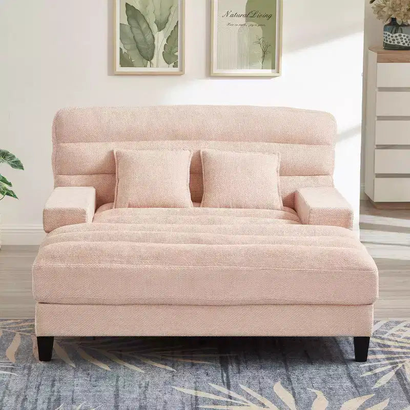 Okak Modern Comfy Chaise Lounge Sleeper Sofa Bed with Adjustable Backrest & LED Light,Upholstered Deep Seat Sofa Couch for Living Room