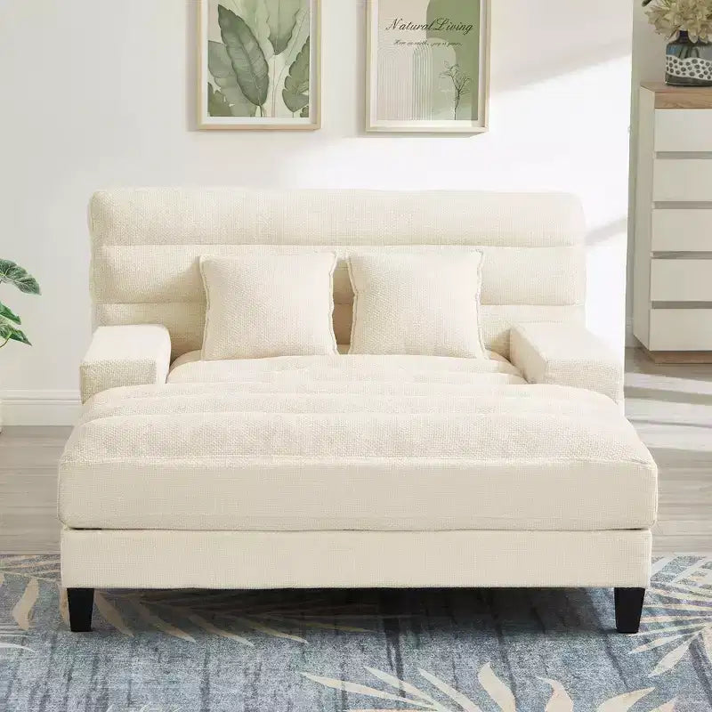 Okak Modern Comfy Chaise Lounge Sleeper Sofa Bed with Adjustable Backrest & LED Light,Upholstered Deep Seat Sofa Couch for Living Room