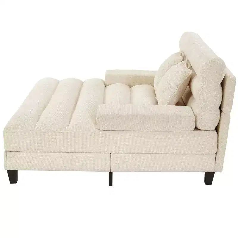 Okak Modern Comfy Chaise Lounge Sleeper Sofa Bed with Adjustable Backrest & LED Light,Upholstered Deep Seat Sofa Couch for Living Room
