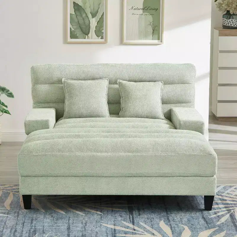 Okak Modern Comfy Chaise Lounge Sleeper Sofa Bed with Adjustable Backrest & LED Light,Upholstered Deep Seat Sofa Couch for Living Room