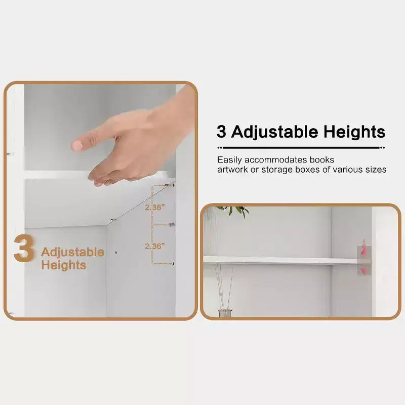 6-Tier Bookshelf with Door and 3 Drawers, 71 H Tall Bookcase with 3-Tier Open Shelves, Wooden Book Shelf w/Storage Cabinet for Home Office