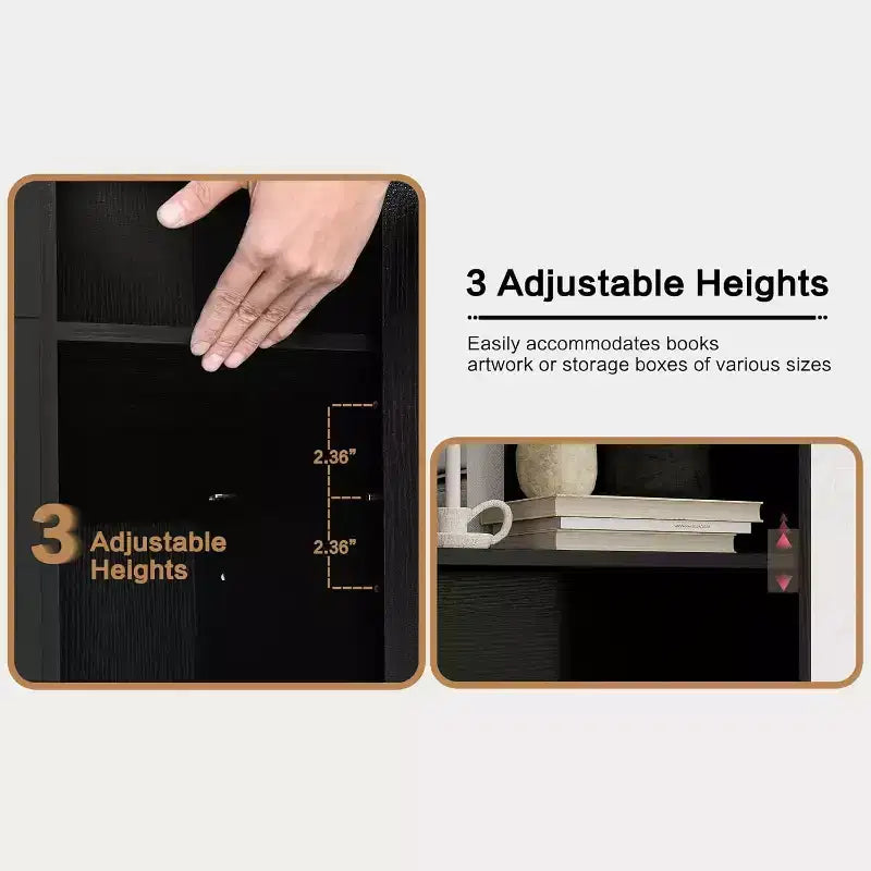 6-Tier Bookshelf with Door and 3 Drawers, 71 H Tall Bookcase with 3-Tier Open Shelves, Wooden Book Shelf w/Storage Cabinet for Home Office