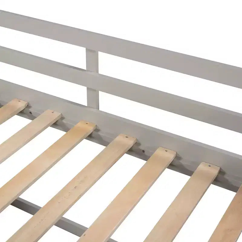 Twin Size Loft Bed with Storage Drawers, Wooden Low Loft Bed with Two Shelves for Kids