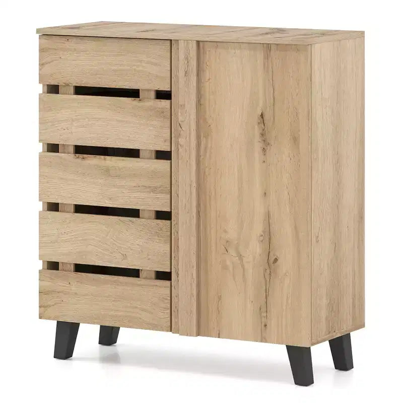 Costway 4-Tier Shoe Cabinet w/Louvered Door & Removable Shelves for Entryway Hallway