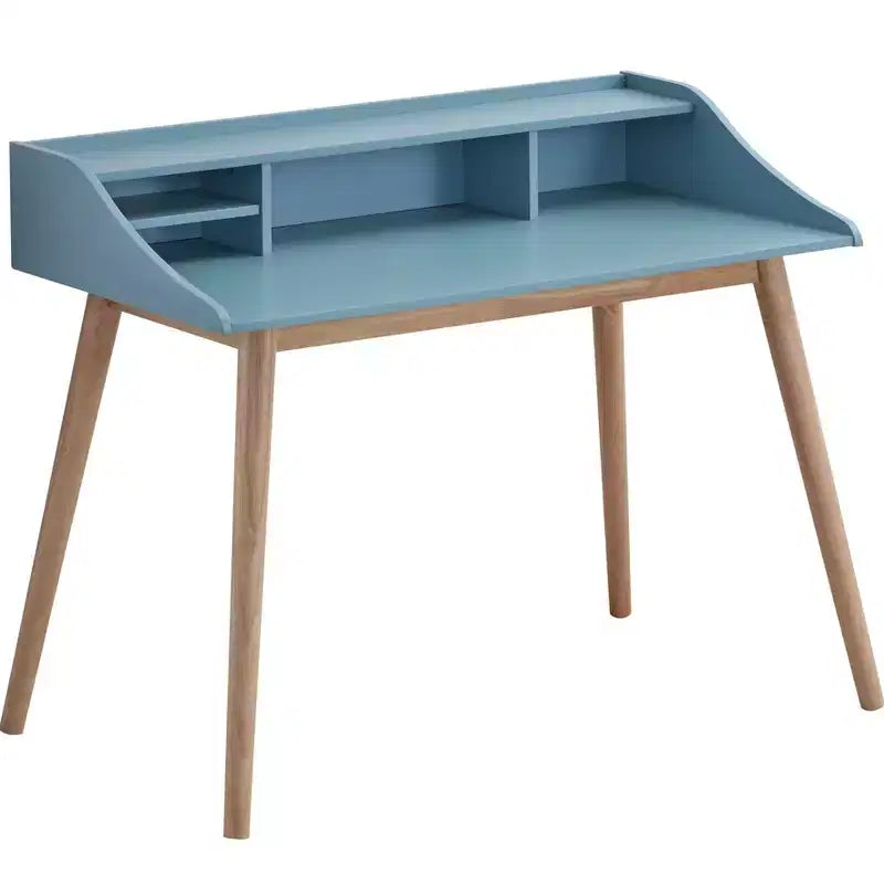 GDFStudio Gwen Mid-Century Modern Wood Writing Desk with Hutch and Open Shelves