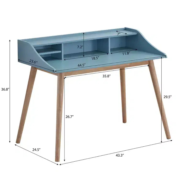 GDFStudio Gwen Mid-Century Modern Wood Writing Desk with Hutch and Open Shelves