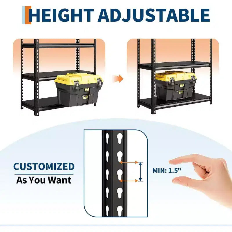 Heavy Duty Steel Shelving Unit, Adjustable Metal Rack, 770 Lbs Per Shelf, Modular 2-in-1 Design for Garage, Basement, Pantry, Black
