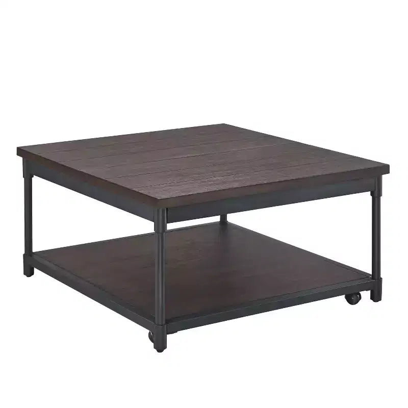Prescott Lift Top Square Cocktail Table Dark Brown - Steve Silver Co.: Rustic Storage, Casters, Wood Veneer, 36"x36"