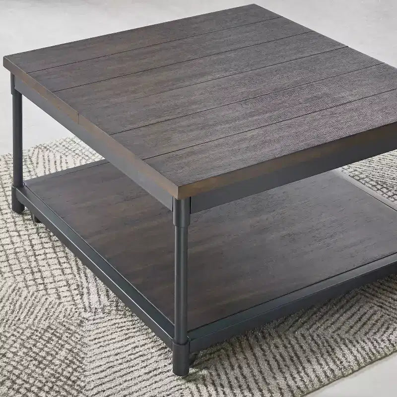 Prescott Lift Top Square Cocktail Table Dark Brown - Steve Silver Co.: Rustic Storage, Casters, Wood Veneer, 36"x36"