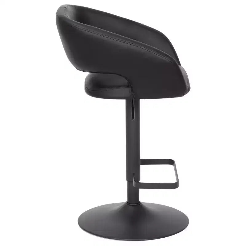 Emma and Oliver Shae Contemporary Upholstered Adjustable Height Barstool with Rounded, Cutout Mid-Back and Pedestal Base