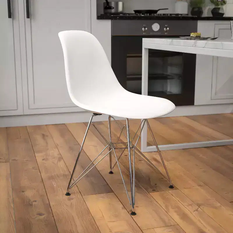 Emma and Oliver Plastic Accent Dining Chair with Chrome Base
