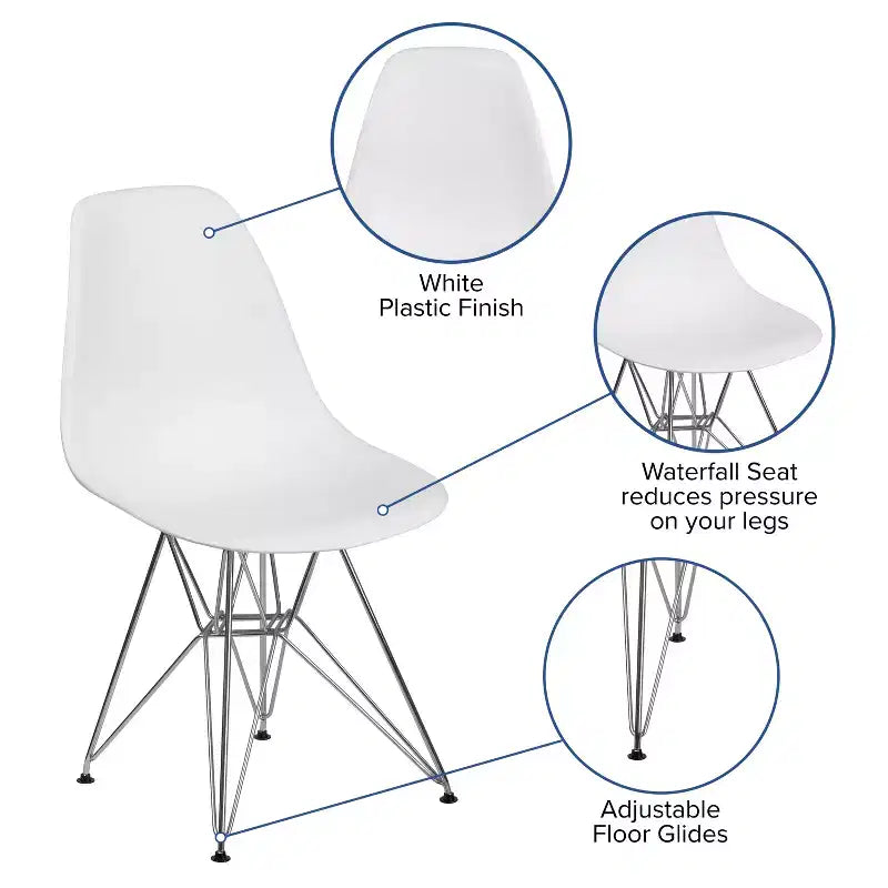 Emma and Oliver Plastic Accent Dining Chair with Chrome Base