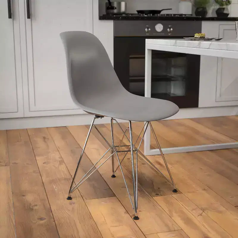 Emma and Oliver Plastic Accent Dining Chair with Chrome Base