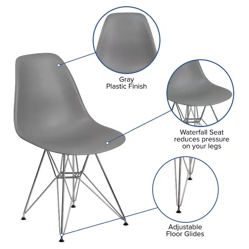 Emma and Oliver Plastic Accent Dining Chair with Chrome Base