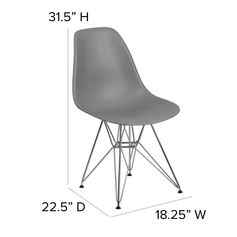 Emma and Oliver Plastic Accent Dining Chair with Chrome Base