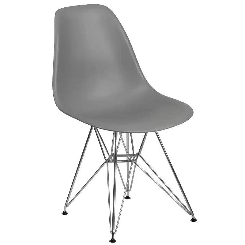 Emma and Oliver Plastic Accent Dining Chair with Chrome Base