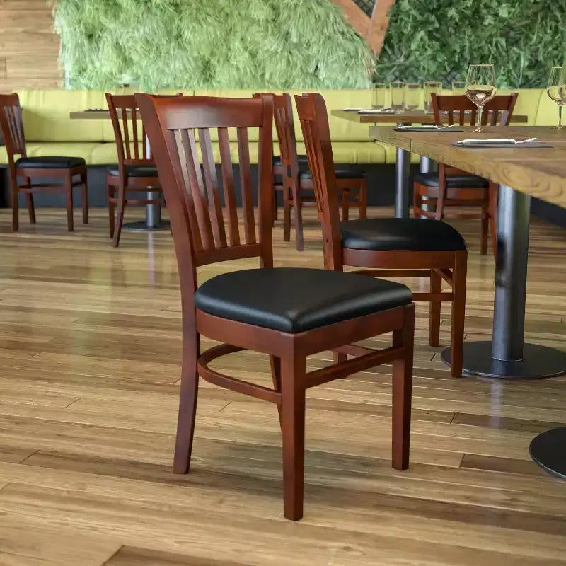 Emma and Oliver Vertical Slat Back Wooden Restaurant Dining Chair