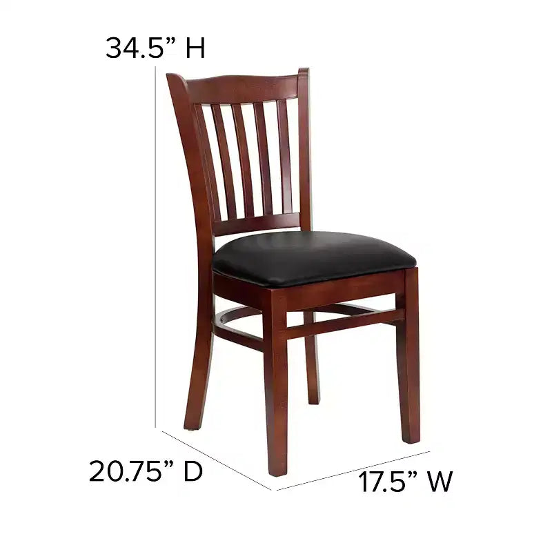 Emma and Oliver Vertical Slat Back Wooden Restaurant Dining Chair