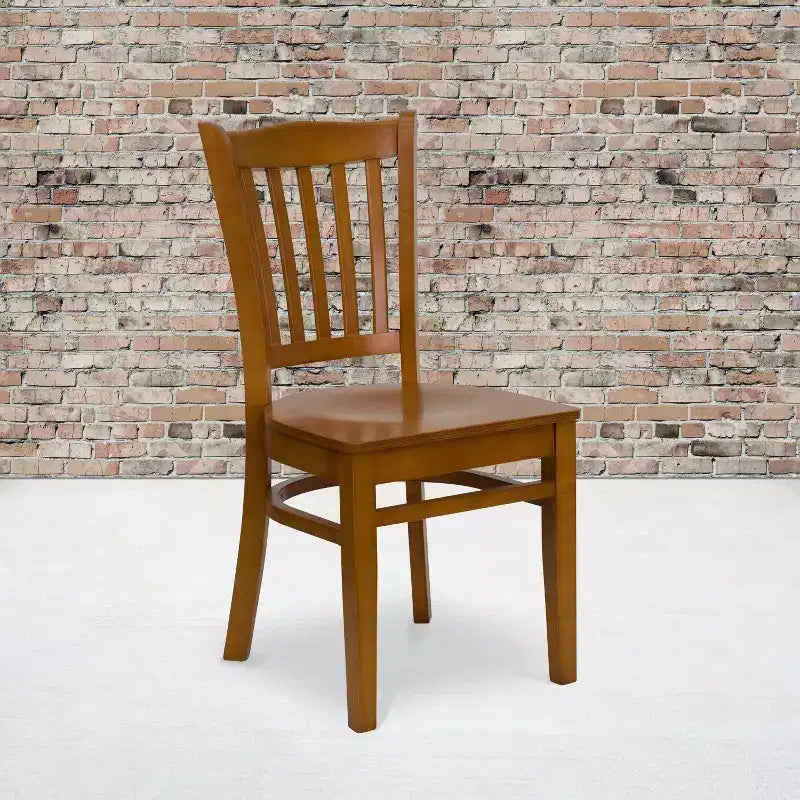 Emma and Oliver Vertical Slat Back Wooden Restaurant Dining Chair