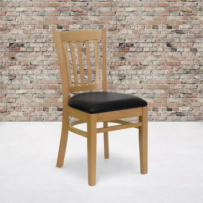 Emma and Oliver Vertical Slat Back Wooden Restaurant Dining Chair