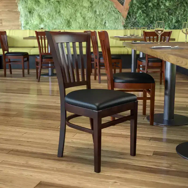 Emma and Oliver Vertical Slat Back Wooden Restaurant Dining Chair