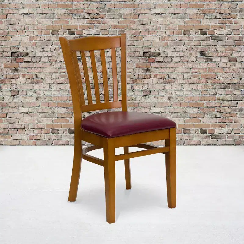 Emma and Oliver Vertical Slat Back Wooden Restaurant Dining Chair