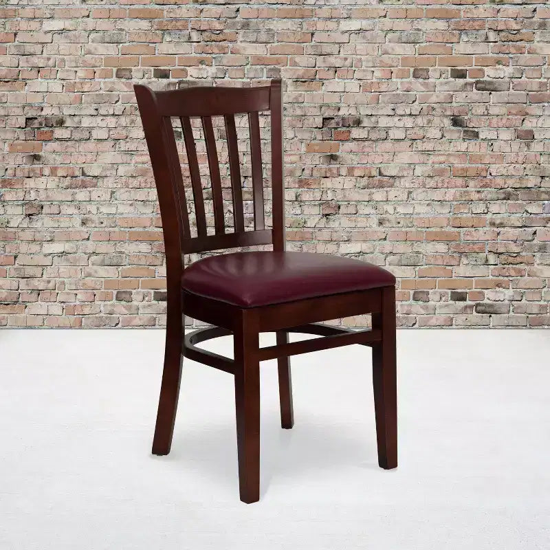 Emma and Oliver Vertical Slat Back Wooden Restaurant Dining Chair